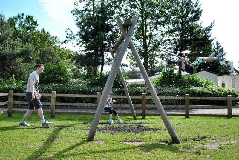 Kids on swings in Blackpool