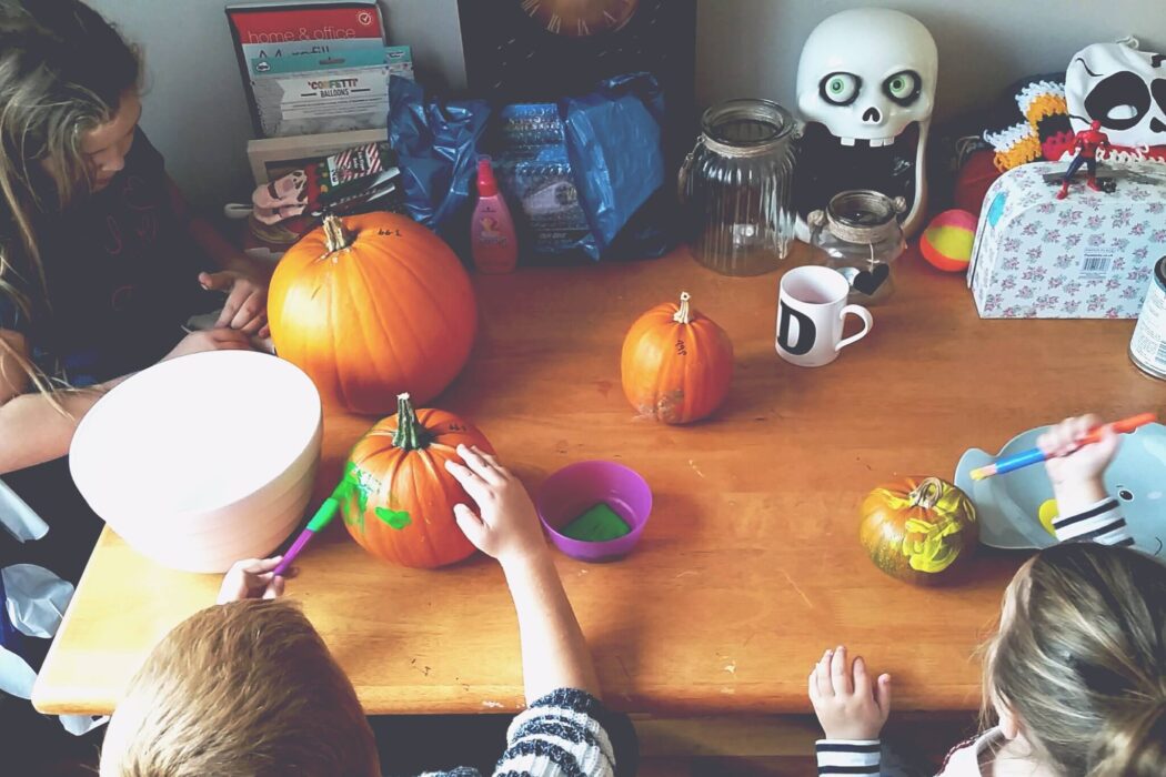 Painting pumpkins and getting ready for Halloween
