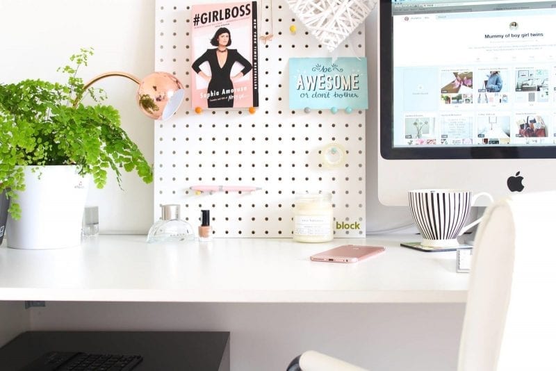 Home office peg board