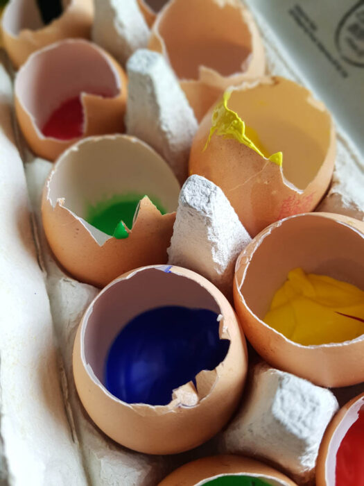 Eggs filled with paint