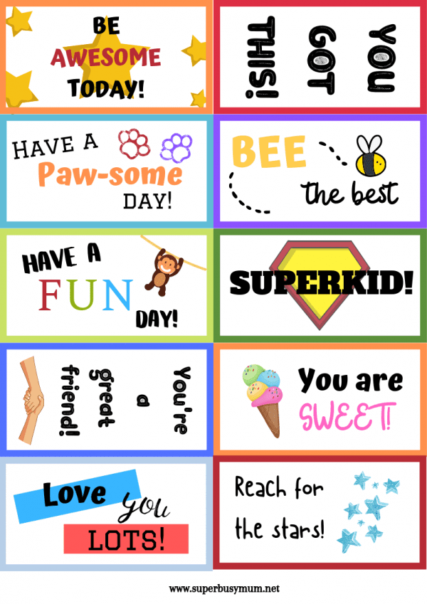 Free Printable Lunch box notes - Super Busy Mum - Northern Irish Blogger