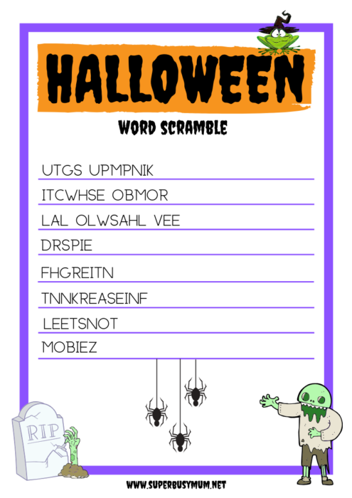 Free Halloween Word Scramble Printable