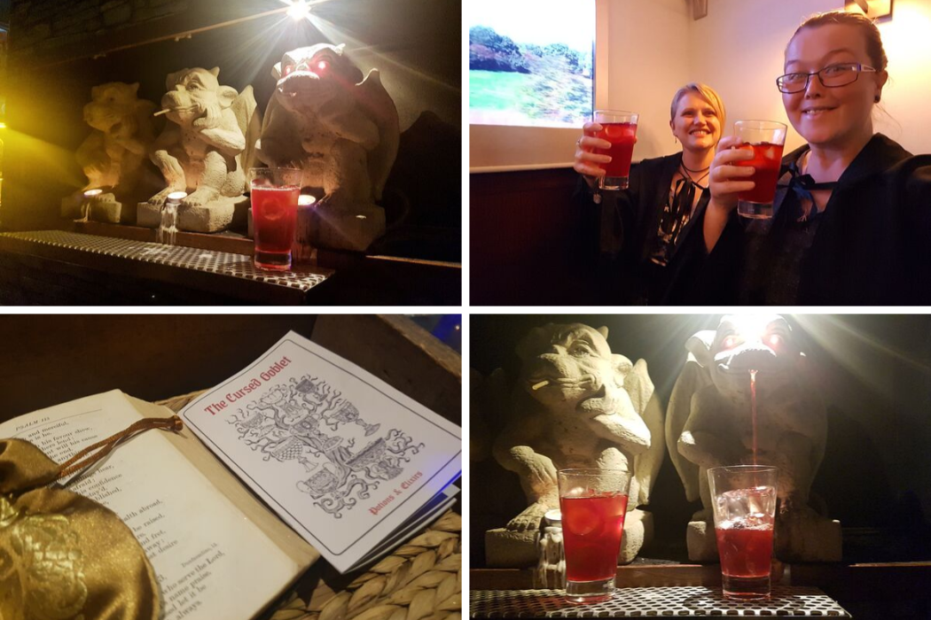 Drinking cocktails in a train carriage