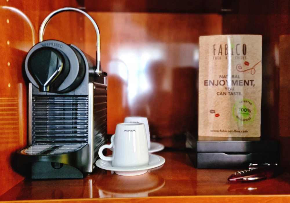 Coffee machine in hotel room